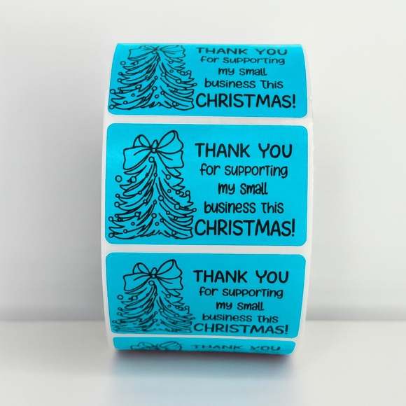Christmas Thank You Stickers in Mint Green – Packaging Labels for business NEW - Picture 2 of 6